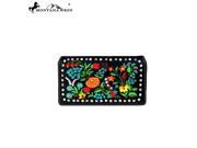 Montana West Embroidered Collection Secretary Style Wallet Black