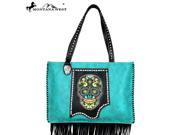 Montana West Sugar Skull Collection Wide Tote Turquoise
