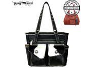 Trinity Ranch Tooled Hair On Leather Collection Concealed Handgun Wide Tote Black
