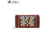 Montana West Embroidered Collection Secretary Style Wallet Brown