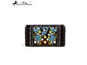 Montana West Embroidered Collection Secretary Style Wallet Coffee