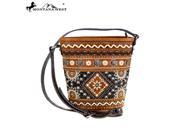 Montana West Concho Collection Bucket Shape Crossbody Bag Brown