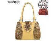 Trinity Ranch Tooled Leather Collection Concealed Handgun Satchel Tan