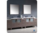 Fresca Torino 108 Gray Oak Modern Double Sink Bathroom Vanity w 3 Side Cabinets Integrated Sinks