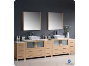Fresca Torino 108 Light Oak Modern Double Sink Bathroom Vanity w 3 Side Cabinets Vessel Sinks