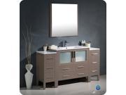 Fresca Torino 60 Gray Oak Modern Bathroom Vanity w 2 Side Cabinets Integrated Sink