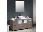 Fresca Torino 60 Gray Oak Modern Bathroom Vanity w 2 Side Cabinets Vessel Sink