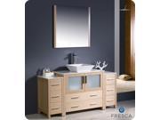 Fresca Torino 60 Light Oak Modern Bathroom Vanity w 2 Side Cabinets Vessel Sink