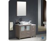 Fresca Torino 42 Gray Oak Modern Bathroom Vanity w Side Cabinet Vessel Sink