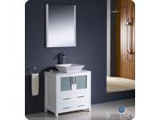 Fresca Torino 30 White Modern Bathroom Vanity w Vessel Sink