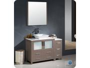 Fresca Torino 48 Gray Oak Modern Bathroom Vanity w Side Cabinet Vessel Sink