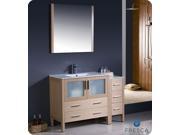 Fresca Torino 48 Light Oak Modern Bathroom Vanity w Side Cabinet Integrated Sink