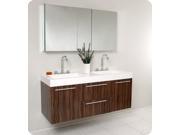 Fresca Opulento Walnut Modern Double Sink Bathroom Vanity w Medicine Cabinet