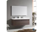 Fresca Largo Gray Oak Modern Bathroom Vanity w Wavy Double Sinks