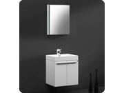 Fresca Alto White Modern Bathroom Vanity w Medicine Cabinet