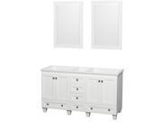 Wyndham Collection Acclaim 60 inch Double Bathroom Vanity in White No Countertop No Sinks and 24 inch Mirrors