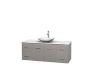 Wyndham Collection Centra 60 inch Single Bathroom Vanity in Gray Oak White Carrera Marble Countertop Arista White Carrera Marble Sink and No Mirror