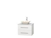 Wyndham Collection Centra 30 inch Single Bathroom Vanity in Matte White White Man Made Stone Countertop Pyra Bone Porcelain Sink and No Mirror