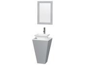 Wyndham Collection Esprit 20 inch Pedestal Bathroom Vanity in Gray White Man Made Stone Countertop Pyra White Porcelain Sink and 20 inch Mirror