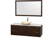 Wyndham Collection Amare 60 inch Single Bathroom Vanity in Espresso White Man Made Stone Countertop Arista Ivory Marble Sink and 58 inch Mirror