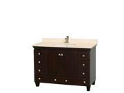 Wyndham Collection Acclaim 48 inch Single Bathroom Vanity in Espresso Ivory Marble Countertop Undermount Square Sink and No Mirror