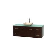 Wyndham Collection Centra 60 inch Single Bathroom Vanity in Espresso Green Glass Countertop Avalon Ivory Marble Sink and No Mirror