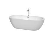 Wyndham Collection Soho 72 inch Freestanding Bathtub in White with Floor Mounted Faucet Drain and Overflow Trim in Polished Chrome
