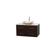 Wyndham Collection Centra 42 inch Single Bathroom Vanity in Espresso White Man Made Stone Countertop Arista Ivory Marble Sink and No Mirror