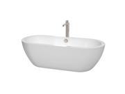 Wyndham Collection Soho 72 inch Freestanding Bathtub in White with Floor Mounted Faucet Drain and Overflow Trim in Brushed Nickel