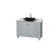 Wyndham Collection Acclaim 48 inch Single Bathroom Vanity in Oyster Gray White Carrera Marble Countertop Arista Black Granite Sink and No Mirror