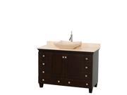 Wyndham Collection Acclaim 48 inch Single Bathroom Vanity in Espresso Ivory Marble Countertop Avalon Ivory Marble Sink and No Mirror