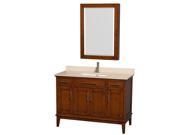 Wyndham Collection Hatton 48 inch Single Bathroom Vanity in Light Chestnut Ivory Marble Countertop Undermount Square Sink and Medicine Cabinet