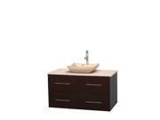 Wyndham Collection Centra 42 inch Single Bathroom Vanity in Espresso Ivory Marble Countertop Avalon Ivory Marble Sink and No Mirror