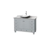 Wyndham Collection Acclaim 48 inch Single Bathroom Vanity in Oyster Gray White Carrera Marble Countertop Arista White Carrera Marble Sink and No Mirror