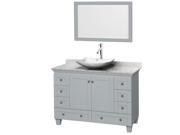 Wyndham Collection Acclaim 48 inch Single Bathroom Vanity in Oyster Gray White Carrera Marble Countertop Arista White Carrera Marble Sink and 24 inch Mirr