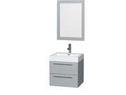 Wyndham Collection Amare 24 inch Single Bathroom Vanity in Dove Gray Acrylic Resin Countertop Integrated Sink and 24 inch Mirror