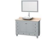 Wyndham Collection Acclaim 48 inch Single Bathroom Vanity in Oyster Gray Ivory Marble Countertop Avalon White Carrera Marble Sink and 24 inch Mirror