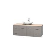 Wyndham Collection Centra 60 inch Single Bathroom Vanity in Gray Oak Ivory Marble Countertop Arista White Carrera Marble Sink and No Mirror