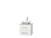 Wyndham Collection Centra 24 inch Single Bathroom Vanity in Matte White White Man Made Stone Countertop Pyra White Porcelain Sink and No Mirror