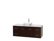 Wyndham Collection Centra 60 inch Single Bathroom Vanity in Espresso White Man Made Stone Countertop Pyra White Porcelain Sink and No Mirror