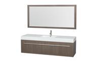 Wyndham Collection Axa 72 inch Single Bathroom Vanity in Gray Oak Acrylic Resin Countertop Integrated Sink and 70 inch Mirror