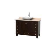 Wyndham Collection Acclaim 48 inch Single Bathroom Vanity in Espresso Ivory Marble Countertop Avalon White Carrera Marble Sink and No Mirror