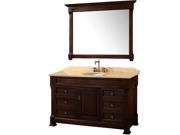 Wyndham Collection Andover 55 inch Single Bathroom Vanity in Dark Cherry Ivory Marble Countertop Undermount Oval Sink and 50 inch Mirror