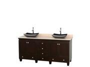 Wyndham Collection Acclaim 72 inch Double Bathroom Vanity in Espresso Ivory Marble Countertop Altair Black Granite Sinks and No Mirrors