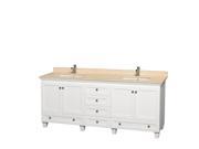 Wyndham Collection Acclaim 80 inch Double Bathroom Vanity in White Ivory Marble Countertop Undermount Square Sinks and No Mirrors