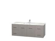 Wyndham Collection Centra 60 inch Single Bathroom Vanity in Gray Oak White Carrera Marble Countertop Undermount Square Sink and No Mirror