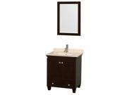 Wyndham Collection Acclaim 30 inch Single Bathroom Vanity in Espresso Ivory Marble Countertop Undermount Square Sink and 24 inch Mirror