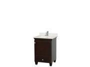 Wyndham Collection Acclaim 24 inch Single Bathroom Vanity in Espresso White Carrera Marble Countertop Undermount Square Sink and No Mirror