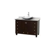 Wyndham Collection Acclaim 48 inch Single Bathroom Vanity in Espresso White Carrera Marble Countertop Arista White Carrera Marble Sink and No Mirror