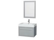 Wyndham Collection Axa 30 inch Single Bathroom Vanity in Dove Gray Acrylic Resin Countertop Integrated Sink and 24 inch Mirror